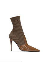 Polished calfskin and jersey booties - | Dolce & Gabbana