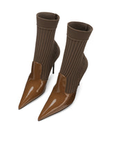 Polished calfskin and jersey booties - | Dolce & Gabbana