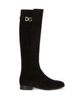 Suede boots with DG logo - | Dolce & Gabbana