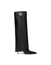 Nappa leather boots with DG logo - | Dolce & Gabbana