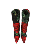 Quilted nylon ankle boots with rose print - | Dolce & Gabbana