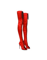 Corset-style satin open-toe boots - | Dolce & Gabbana
