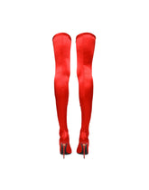 Corset-style satin open-toe boots - | Dolce & Gabbana