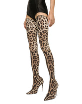 Leopard-print stretch fabric thigh-high boots - | Dolce & Gabbana
