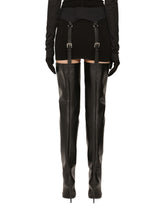 Calfskin thigh-high boots with garter - | Dolce & Gabbana