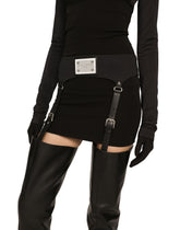 Calfskin thigh-high boots with garter - | Dolce & Gabbana