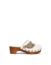 Raffia clogs with bejeweled chain - | Dolce & Gabbana