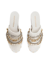 Raffia clogs with bejeweled chain - | Dolce & Gabbana