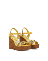Wedge sandals with Majolica embroidery - | Dolce & Gabbana