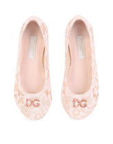 Lace ballet flats with rhinestone DG logo - | Dolce & Gabbana