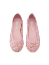 Lace ballet flats with rhinestone DG logo - | Dolce & Gabbana
