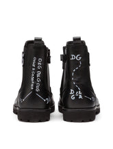 CALFSKIN COMBAT BOOTS WITH LOGO PRINT - | Dolce & Gabbana
