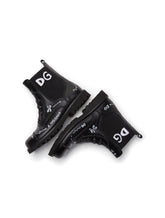 CALFSKIN COMBAT BOOTS WITH LOGO PRINT - | Dolce & Gabbana