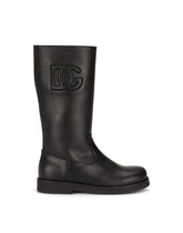 Calfskin boots with embossed DG logo - | Dolce & Gabbana