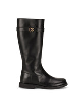 Calfskin boots with DG logo - | Dolce & Gabbana
