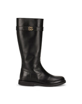 Calfskin boots with DG logo - | Dolce & Gabbana