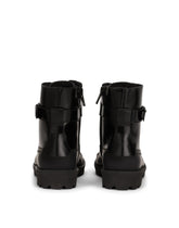 Calfskin combat boots with DG logo - | Dolce & Gabbana