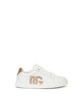 Calfskin sneakers with DG logo - | Dolce & Gabbana