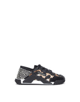 Leopard-design jacquard NS1 sneakers with fusible rhinestones - | Dolce & Gabbana