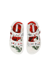 Poppy-print calfskin sandals - | Dolce & Gabbana