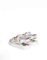 Printed calfskin sandals with flowers and DG logo - | Dolce & Gabbana
