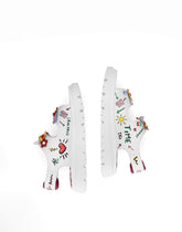 Printed calfskin sandals with flowers and DG logo - | Dolce & Gabbana
