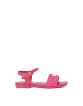 Straw and nappa leather sandals with DG logo - | Dolce & Gabbana