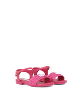Straw and nappa leather sandals with DG logo - | Dolce & Gabbana