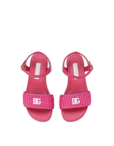 Straw and nappa leather sandals with DG logo - | Dolce & Gabbana