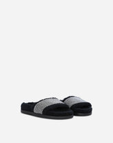 Terrycloth sliders with fusible rhinestones - | Dolce & Gabbana