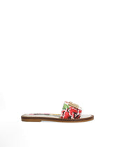 Flat canvas sliders with flower and DG logo print - | Dolce & Gabbana