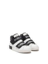 PORTOFINO HIGH-TOP SNEAKERS IN LOGO NAPPA LEATHER - | Dolce & Gabbana