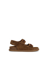 Split leather sandals with logo embroidery - | Dolce & Gabbana