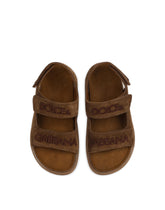 Split leather sandals with logo embroidery - | Dolce & Gabbana