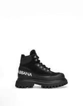 Nubuck and calfskin ankle boots with Dolce&Gabbana logo - | Dolce & Gabbana