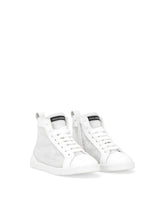 Mesh high-top sneakers with Dolce&Gabbana logo print - | Dolce & Gabbana