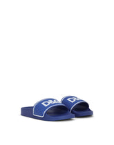 Rubber and calfskin sliders with logo print - | Dolce & Gabbana