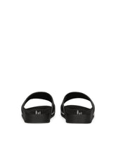 Rubber and calfskin sliders with logo print - | Dolce & Gabbana