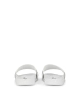 Rubber and calfskin sliders with logo print - | Dolce & Gabbana