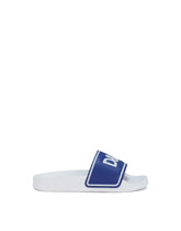 Rubber and calfskin sliders with logo print - | Dolce & Gabbana
