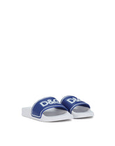 Rubber and calfskin sliders with logo print - | Dolce & Gabbana