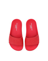 Sliders with DG logo in rubberized calfskin - | Dolce & Gabbana