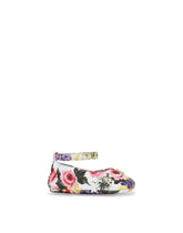 Rose-print lambskin ballet flats with DG logo - | Dolce & Gabbana
