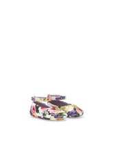 Rose-print lambskin ballet flats with DG logo - | Dolce & Gabbana