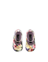 Rose-print lambskin ballet flats with DG logo - | Dolce & Gabbana
