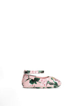 Rose-print lambskin ballet flats with DG logo - | Dolce & Gabbana