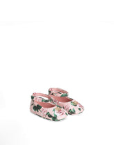 Rose-print lambskin ballet flats with DG logo - | Dolce & Gabbana