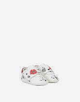 Nappa leather newborn sneakers with poppy print - | Dolce & Gabbana
