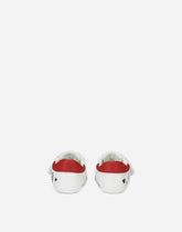 Nappa leather newborn sneakers with poppy print - | Dolce & Gabbana