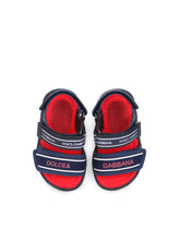 SOLID-COLOR SCUBA SANDALS WITH LOGO PRINT - | Dolce & Gabbana